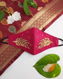 Accessoires de visage de mariée élégants avec broderie élégante à la main en satin de coton et de soie par Atiyalibas - Product Image 1