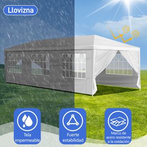 Gazebo per Matrimoni all'Aperto Bianco 3x9 Metri con 8 Pareti Laterali Rimovibili e Tettoia Impermeabile per Feste in Giardino ed Eventi Importanti (Ritiro Personale) - Product Image 5