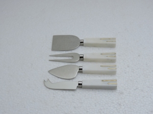 4 Piece Sustainable Eco-Friendly Cheese Utensil <b>Set</b> Stainless Steel Blades Wood Resin Handles Hand Wash Only Food Safe Serving - Product Image 3