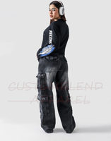 Pantalon cargo en jean délavé pour homme, coupe droite ample, décontracté, unisexe, effet soleil, tendance, 100 % coton, écologique
