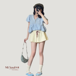 Ensemble jupe et haut pour femme style coréen, taille haute, coupe trapèze, en tissu kaki, décontracté, respirant, écologique, séchage rapide, avec poches, grandes tailles, OEM - Product Image 5