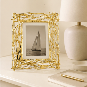 Cadre photo en métal doré artisanal de luxe, style nordique, branche décorative, pour table, décoration intérieure, cadeau de mariage - Product Image 5