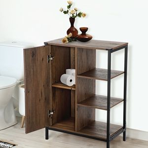 Mobile da soggiorno 34"H x 24"W x 13"D con struttura in acciaio, 3 ripiani, marrone - Product Image 3