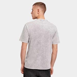 Mens Acid Wash <b>Light</b> Grey Crew <b>Neck</b> T-Shirt Short Sleeve Vintage Wash Basic Top Custom Logo OEM ODM Wholesale Apparel - Product Image 4