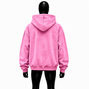 Sudadera con Capucha Oversize Rosa con Estampado Gráfico, Estilo Urbano Vintage, con Ilustración de Retrato Blanco, de Felpa de Algodón Pesado, de Moda - Product Image 2