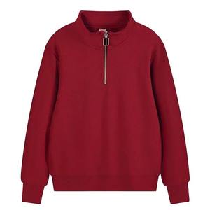 Red Half <b>Zip</b> Sweatshirt Unisex <b>Quarter</b> <b>Zip</b> Pullover Stand Collar Waffle Textured Cotton <b>Sweater</b> Streetwear Top - Product Image 1