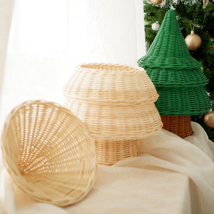 Beautiful white rattan xmas ornaments christmas tree small <b>pine</b> trees table display decoration - Product Image 6
