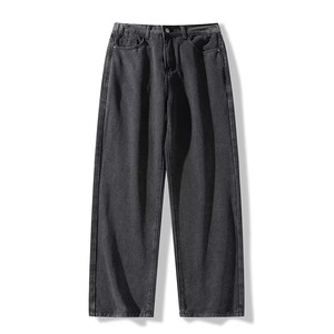 Jean mi-long délavé couleur unie clair personnalisé pour homme – Coupe ample, style rétro, jambes larges, denim baggy tendance - Product Image 6