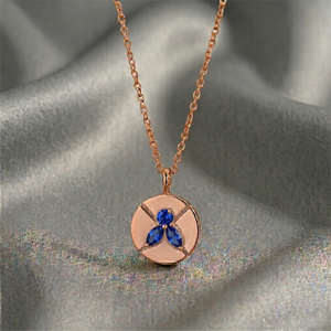 Collar con Colgante de Cuarzo Azul, Chapado en Oro, Cuarzo Facetado Redondo, Venta al por Mayor, Suministro de Joyería Hecha a Mano - Product Image 1