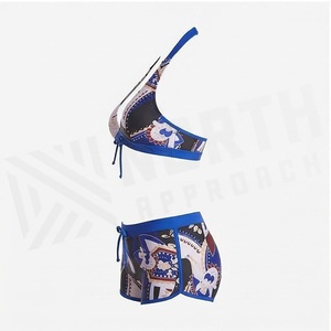 Ensemble tankini imprimé 2 pièces pour femme avec haut dos croisé et short, maillot de bain à séchage rapide - Product Image 3