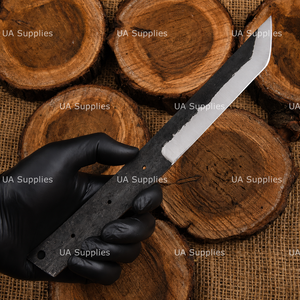 Cuchillo de caza UA Supplies Premium de acero al carbono forjado a mano, hoja Tanto con punta caída, 11 pulgadas de longitud total, mango de acero, 1 año de garantía - Product Image 3