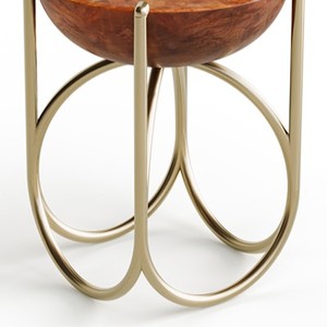 Elegant Look Round wood Top and Metal Base Side <b>Table</b> For Living Home Decor - Product Image 3