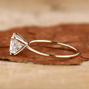 แหวนเพชรทรงครึ่งวงกลมยอดนิยม เพชรเพาะเลี้ยงแบบโซลิแทร์ ทอง 14K 18K แบบสั่งทำพิเศษ เพชร VVS CVD เพชรสร้างในห้องปฏิบัติการ เครื่องประดับแต่งงาน - Product Image 2