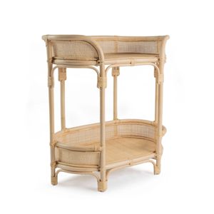 Rattan food serving cart trolleys drinks display trolley sustainable cane cocktail drink carts - Product Image 1