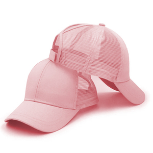 Achetez une casquette de baseball personnalisée à 6 panneaux pour femme avec ouverture pour queue de cheval, style trucker - Product Image 6