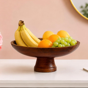 Frutero de Madera de Mango Marrón Oscuro con Pedestal, Tazón Rústico para Servir de 12 Pulgadas - Product Image 3