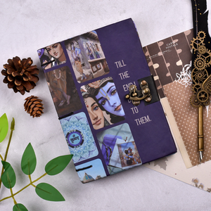Krishna Theme Collage <b>A5</b> Lock Diary Handmade Vintage Notebook | 100 Pages Spiritual Journal Motivational Quote Devotional Gift - Product Image 1