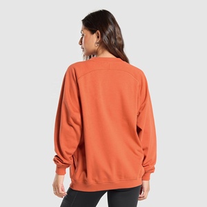 Vente en gros sweat-shirt épais et surdimensionné en coton vierge OEM sweat-shirt ras du cou vintage avec logo imprimé personnalisé pour femmes - Product Image 3