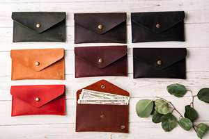 Enveloppe à monnaie en cuir véritable, protection robuste, logo personnalisé, portable, multifonction, haute qualité, couleur et taille personnalisables - Product Image 3