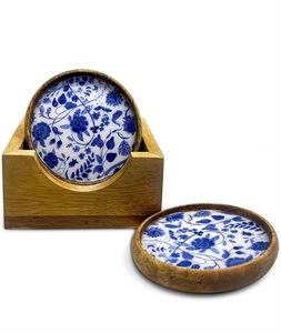 Ensemble de sous-verres ronds jetables en bois traditionnel indien avec incrustations en résine écologique et sous-verres personnalisés par F S INTERNATIONAL - Product Image 5
