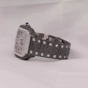 Montre pour homme entièrement sertie de diamants, mouvement à quartz, bracelet en acier inoxydable, étanche, calendrier, montre-bracelet de luxe hip-hop pour affaires - Product Image 2