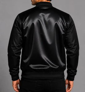 Veste d'hiver unisexe en satin côtelé tricoté avec logo brodé du club Top Ten, 100% polyester noir de haute qualité, col et poignets personnalisés - Product Image 3