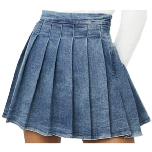 Falda vaquera plisada azul personalizada para mujer adulta, estilo Justice, 72% algodón, 26% poliéster, 2% elastano, proveedor de Bangladesh - Product Image 4