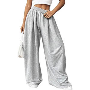 Pantalon de jogging ample taille haute pour femme, coupe large, confortable et décontracté, avec élastique, style athlétique - Product Image 1