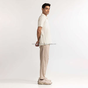 Nardon Apparel T-shirt d'été décontracté à coupe ajustée pour homme, polo à manches courtes en maille texturée avec col et poche - Product Image 1