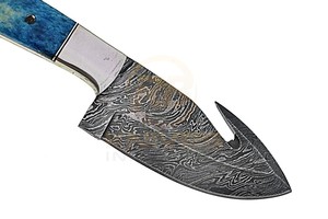Couteau de chasse artisanal en acier Damas, lame pleine longueur, couteau tactique de camping et d'extérieur avec manche en os - Product Image 5