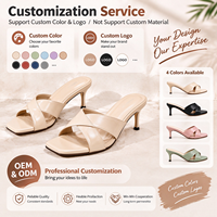 Mules à talons fins à bout carré et lanières croisées pour femme, été, vente en gros