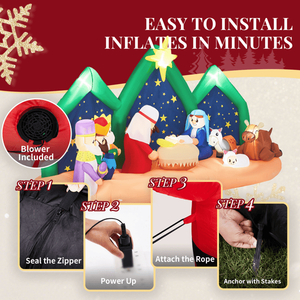 Escena de Natividad Inflable Iluminada de 9 Pies con Fondo de Noche Estrellada, Decoraciones para Jardín, Decoraciones Inflables para Exteriores - Product Image 4