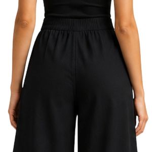 Pantalones Palazzo Negros de Pierna Ancha con Bordado Floral para Mujer, Cintura Alta, Algodón, Casuales, Personalizados OEM - Product Image 6