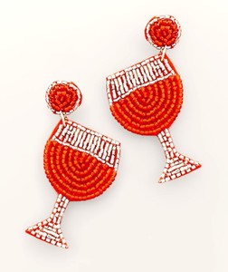 <b>Red</b> Beaded Wine Glass Stud <b>Earrings</b> Women's Party Jewelry Trendy Fashion Accessory - Product Image 1