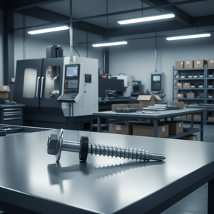 Vis autoperceuse à tête hexagonale PDC Modèle 12, acier au carbone classe 4.8 6.8, finition zinguée/galvanisée, filetage grossier, EPDM collé, en pouces - Product Image 1