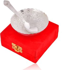 German Royal Luxury Velvet Box Set Modern Design Multi-Functional Aluminium Bowl Tray Spoon Home Decor Dry Fruit <b>Sweets</b> Weddings - Product Image 6