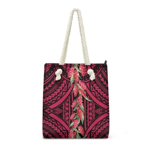 Bolsa de Compras con Estampado Personalizado, Diseño Polinesio con Antorchas y Jengibre, Bolso de Mano para Mujer, Bolsa de Playa Clásica y Resistente para Chicas - Product Image 2