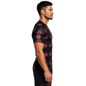 Camiseta de Compresión de Manga Corta para Hombre Black Leaf, Diseño de Nubes Rojas, Secado Rápido, Spandex y Poliéster, para MMA - Product Image 3