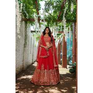 ผ้าทอลาย georgette สีแดงสำหรับนักออกแบบ - Product Image 6