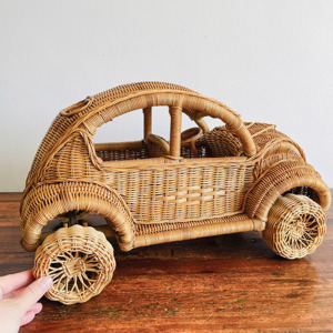 Combo de juguetes de ratán natural para niños, precio más bajo, juguetes educativos, mini coches y autobuses tejidos - Product Image 4