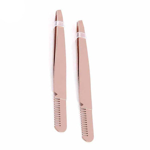 MAHFOOZ INSTRUMENTS Pinzas de Acero Inoxidable para Cejas, Removedor de Pestañas, Peine para Extensiones, Herramientas de Maquillaje de Cejas, Color Marrón, para Belleza - Product Image 4