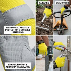 Best Performance Durable Heavy-Duty Goat Grain Leather Safety <b>Gloves</b> Adjustable Wristband Soft Comfortable Fire Proof - Product Image 4