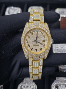 Reloj de Lujo para Hombre, Estilo Hip Hop, Personalizado, Mecánico Automático, de Acero Inoxidable, 16mm 12mm, con Diamantes Moissanite VVS, Chapado en Oro - Product Image 5