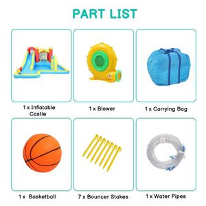 ปราสาทลมเป่าลมผ้า Oxford รุ่น 420D 840D สีแดง เหลือง น้ำเงิน พร้อมสไลเดอร์และสระน้ำ - Product Image 3