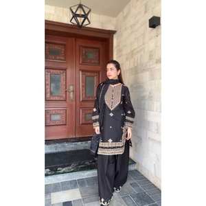 ชุดปาร์ตี้ใส่ด้านบนล่างและชุด dupatta ขนาด XL พร้อมด้ายและลำดับทำงานเพื่อให้ดูมีสไตล์ - Product Image 5