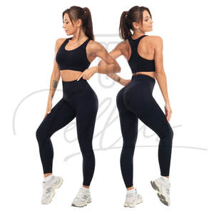 Conjunto de Yoga para Mujer con el Mejor Diseño, Logotipo Frontal Personalizado, Alta Calidad, Spandex/Nylon, Sin Costuras, Sólido, Sin Mangas, 4 Piezas, Precio Bajo, OEM - Product Image 2