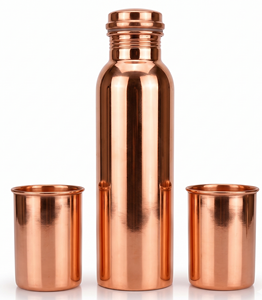 Metal Simple Shiny <b>Copper</b> Water <b>Bottle</b> With Glass for Ayurveda Health Benefits <b>Drinking</b> Water <b>Copper</b> Water <b>Bottle</b> and Glass Set - Product Image 4