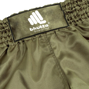 Pantalones Cortos de Muay Thai Personalizados en Verde Oliva, Satén Premium, para Entrenamiento de Kickboxing, Cintura Elástica, Transpirables, para MMA y Boxeo, Unisex - Product Image 3