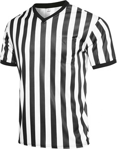 Camiseta de fútbol para hombre con cuello en V, rayas blancas y negras, manga corta, con bolsillo, corte regular, para todas las estaciones. - Product Image 5