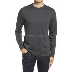 T-shirt de sport à manches longues en coton 100% premium pour hommes, col rond, coupe ajustée, logo brodé personnalisé, impression de motifs en gros - Product Image 5